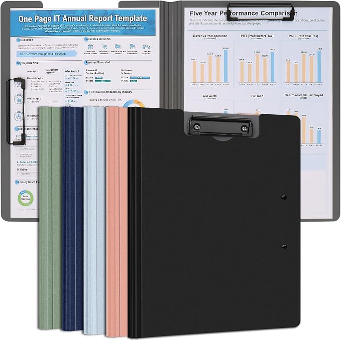 SFLHHDM 5 PCS Clipboard Foldable, 360°Cover Folder Plastic Clipboards by SFLHHDM