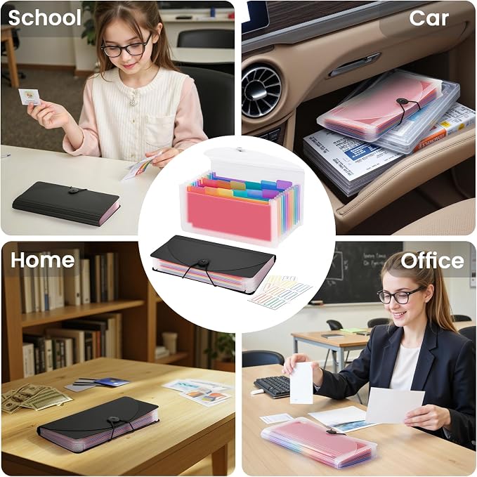 13 Pocket A6 Receipt Organizer, 2 Pack Small Accordion File Organizer, Coupon - Image 7