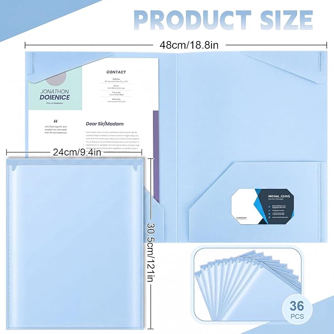 Henoyso 36 Pack Light Blue Plastic Folders - Image 2