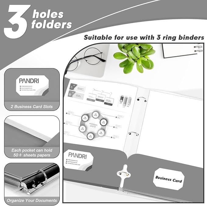 Two Pocket Portfolio Folders, PANDRI 60 Pack 3 Hole Punched 2 Pocket Folders - Image 4