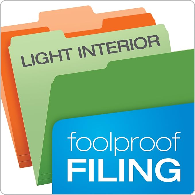 Pendaflex Two-Tone Color File Folders, Letter Size, 1/3 Cut, 100 per Box - Image 3