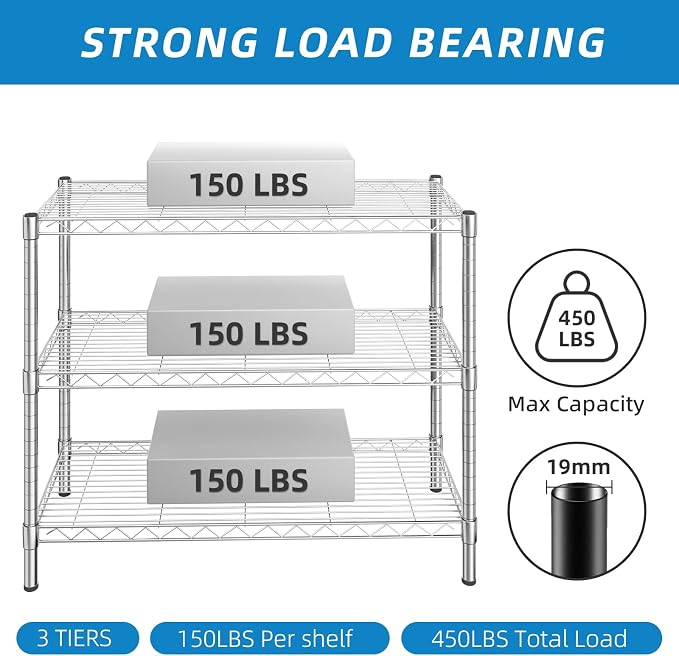 Guan River 3-Shelf Adjustable Metal Wire Shelving, Sturdy and Durable, Storage - Image 3