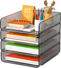 FANXIYQ 4-Tier Acrylic Paper Tray Organizer, Smoked Brown Stackable Desk File by FANXIYQ