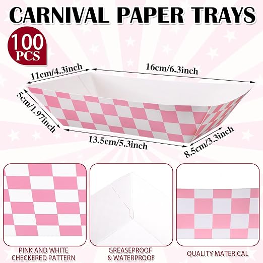 Geosar 200 Pcs Gingham Party Supply Disposable Paper Food Tray Bulk Disposable - Image 2