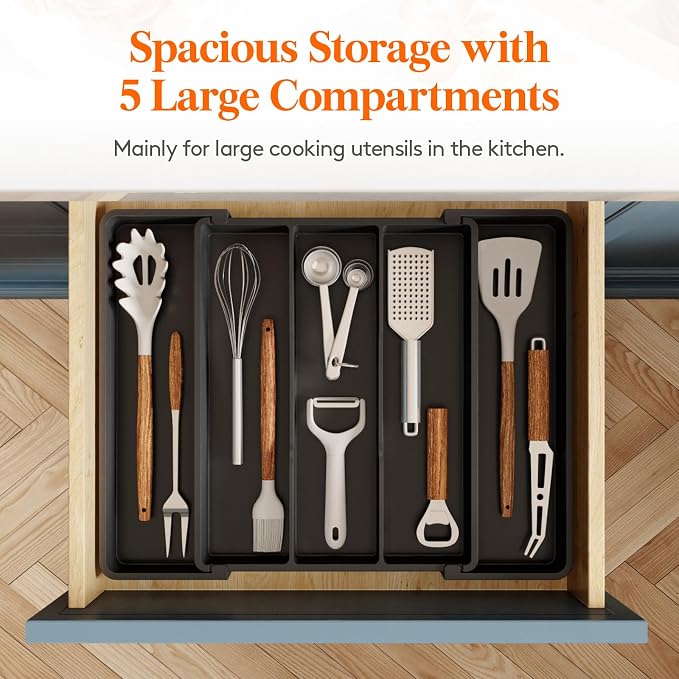 Lifewit Utensil Organizer for Kitchen Drawers, Expandable Cooking Utensil Tray - Image 4