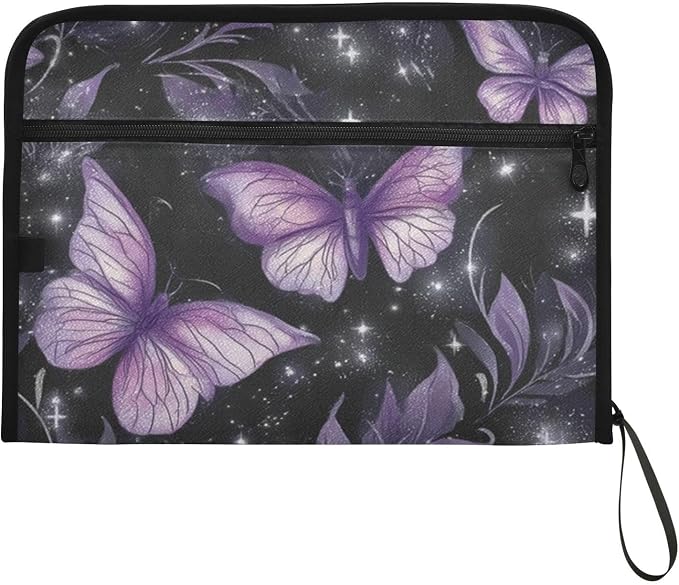 Purple Butterflies Accordion File Organizer Expanding Document Folder - Image 7