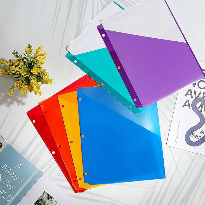 Maitys 30 Pack Binder Pockets 3 Hole Punch Clear Plastic Document Folders - Image 4