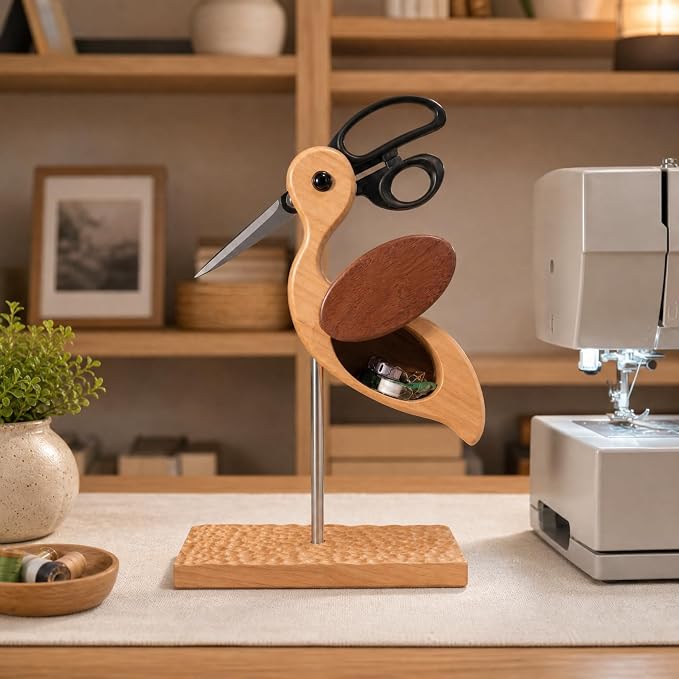Wooden Sewing Scissor Holder Sewing Lover Gifts Sewing Room Decor | Crane - Image 5