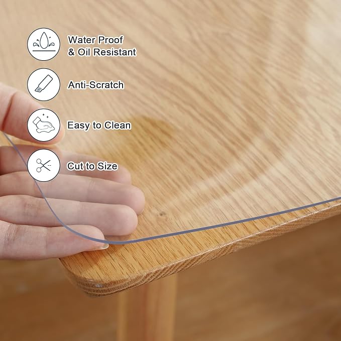 LovePads Clear Table Cover Protector, 48 x 80 Inch 2mm Thick Plastic Table Cover - Image 3