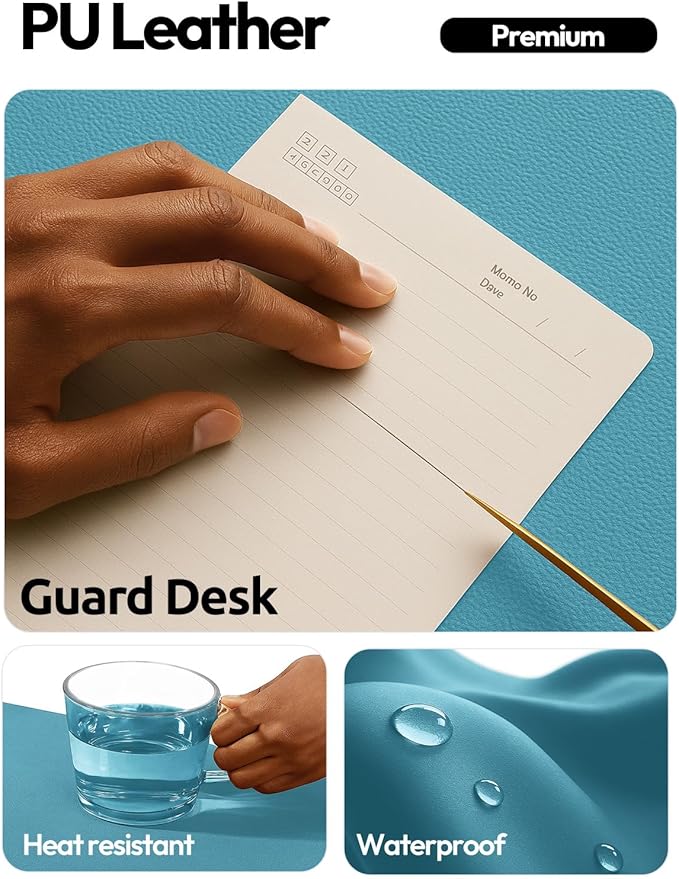 YSAGi Leather Desk Pad Protector, Office Desk Mat, Large Mouse Pad, Non-Slip PU - Image 4