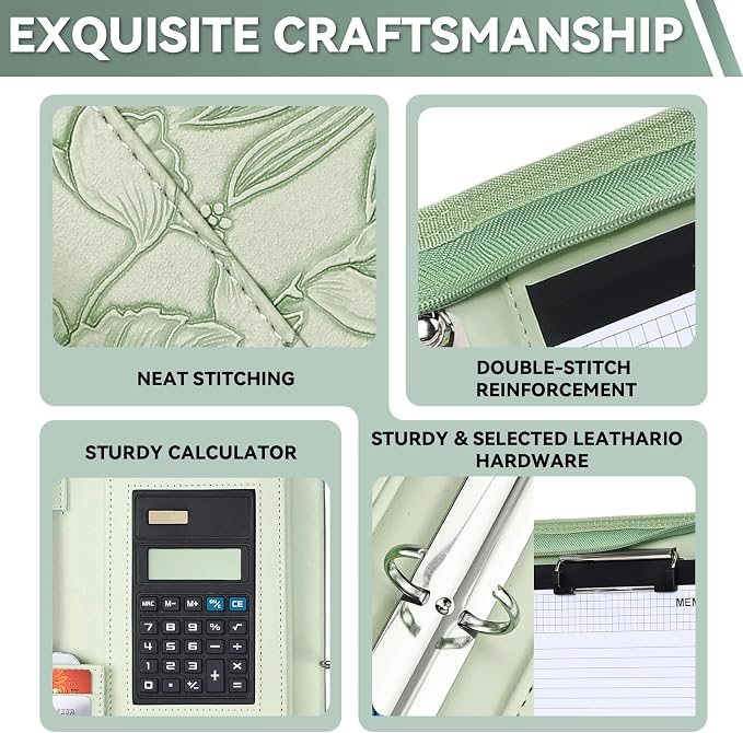 Leathario Portfolio Binder, Includes 5 Sheet Protectors and a Pen, 13 Inch - Image 6