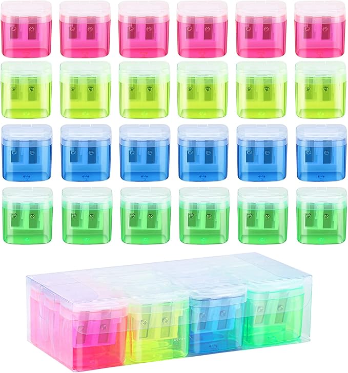 24 Pieces Pencil Sharpeners Manual Dual Holes Pencil Sharpener by Hxezoc