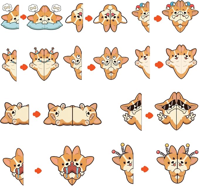 TheClover Peeking Corgi Magnetic Bookmarks – Set of 10 Cute Dog Page Clips by TheClover
