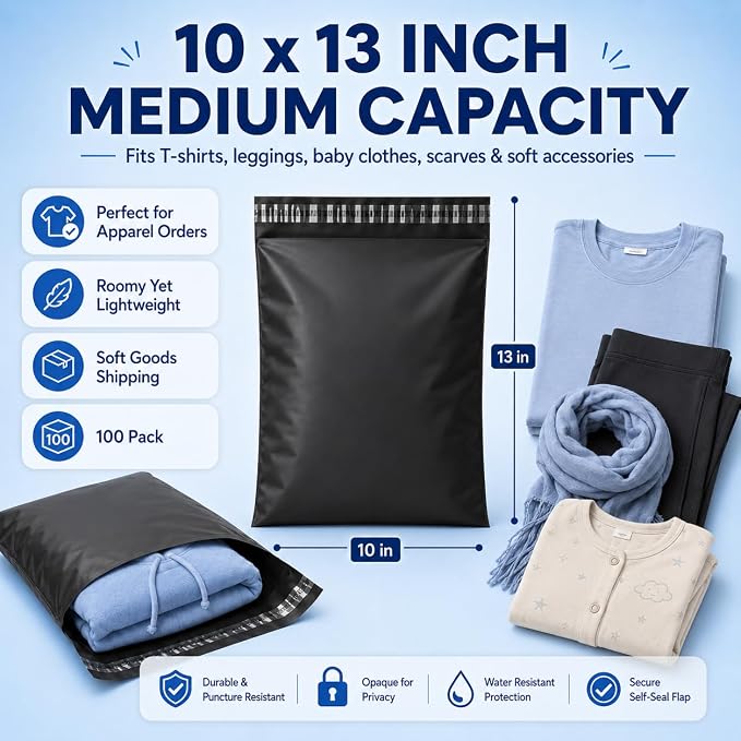Fuxury Poly Mailers 10x13" 200 Pcs, Durble Shipping Bags - Image 2