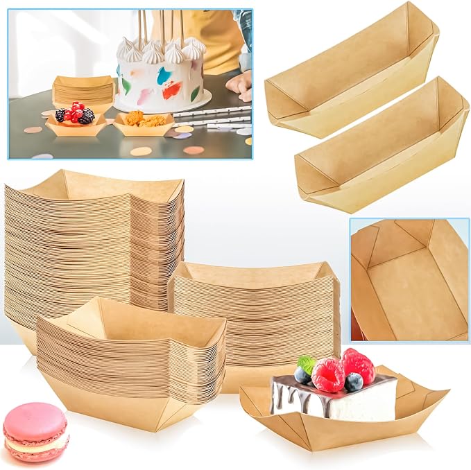 150 Pack 1/4Lb Paper Food Boat Trays Disposable Small Paper Boats Plates - Image 7