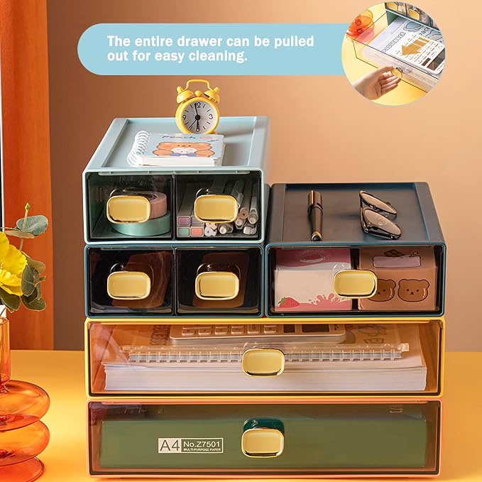 Stackable Desk Drawer Organizer 13''x9''x3.3'' Desktop Paper Organizer - Image 3