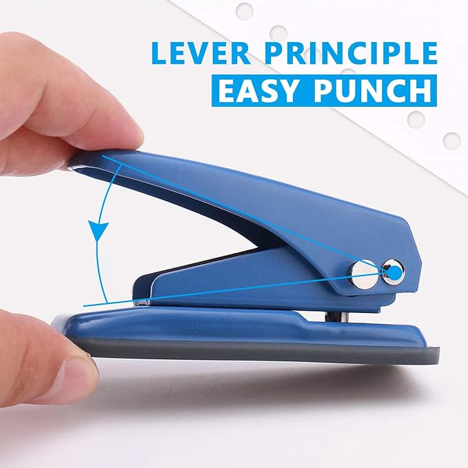 Single Hole Puncher, 1/4" Hole, 20 Sheet Capacity, 1 Pack | Metal Paper Punch - Image 3