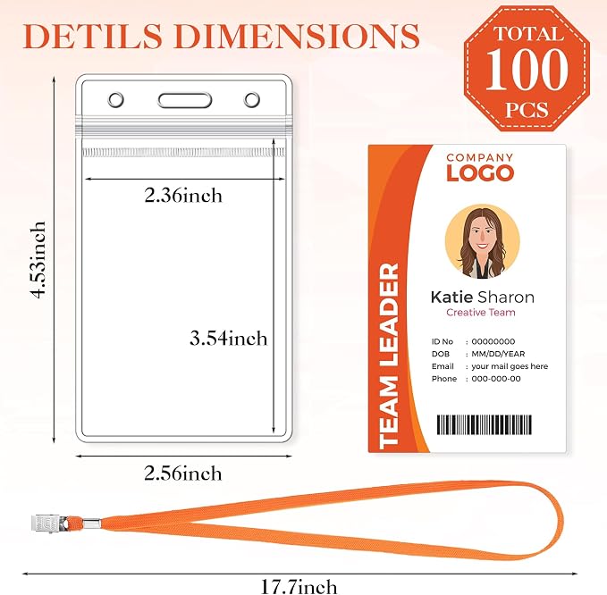 Marspark 100 Pcs ID Badge Holder - Image 2