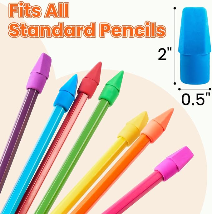 60 Pack Erasers for Kids, Sooez Pencil Top Erasers, Eraser Caps, Cap Toppers - Image 3
