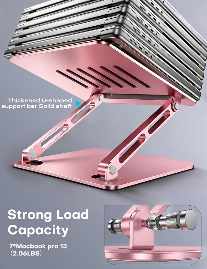 LOXP Adjustable Laptop Stand, Portable Laptop Riser, Aluminum Laptop Stand - Image 5