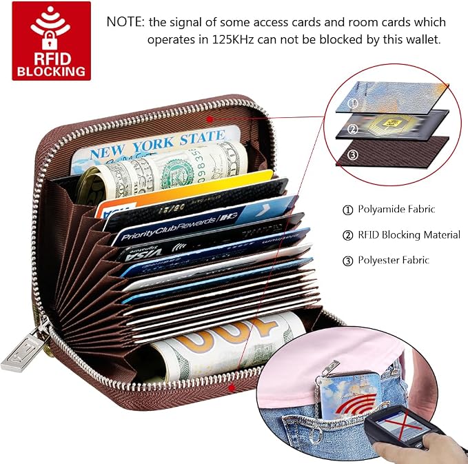 FurArt Zipper Wallet Women, RFID Blocking Credit Card Wallet, Business Card - Image 5