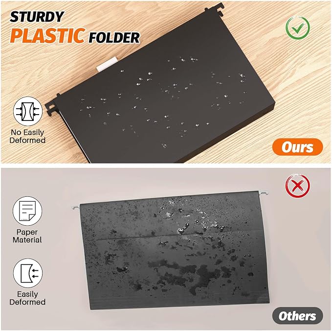 SHUTEX Extra Capacity Legal Size Plastic Hanging File Folders, 12 Pack - Image 2