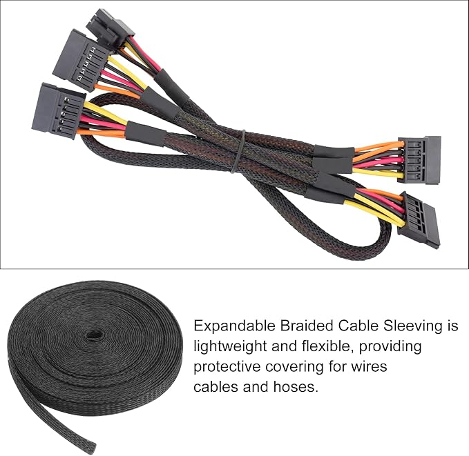 25ft PET Expandable Wire Loom 3/8 Inch, PET Braided Wire Sleeving Cable - Image 5