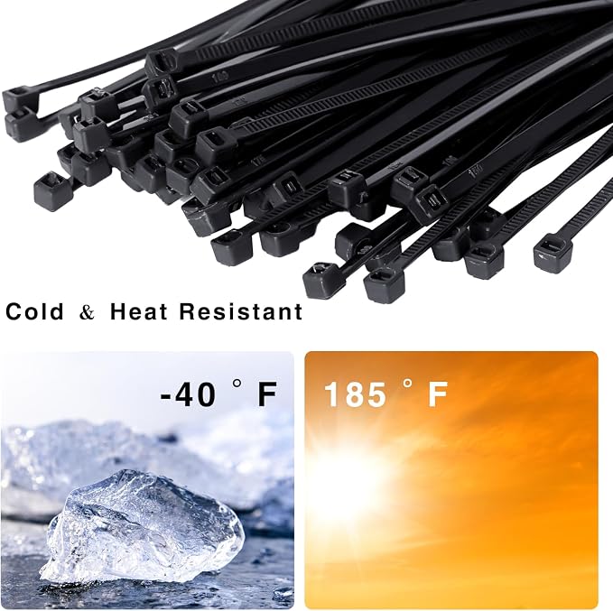 Zip Ties 12 inch, 1000 Pack Black Zip Ties, Self-Locking Nylon Cable Ties - Image 4