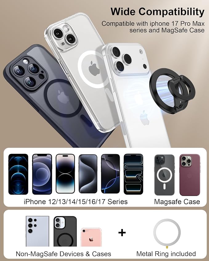 MagSafe Phone Grip Holder Dual-Sided Magnetic Finger Ring Adjustable Kickstand - Image 7