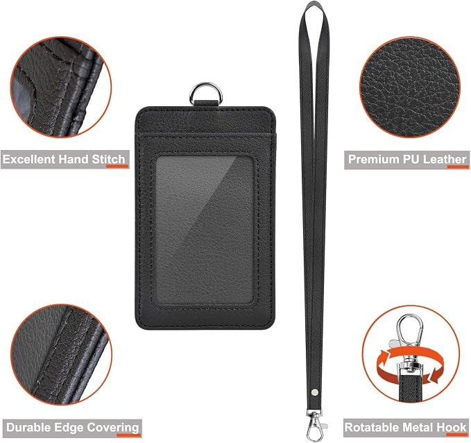 2 Pack PU Leather ID Badge Holder, Life-Mate ID Badge Holder - Image 4