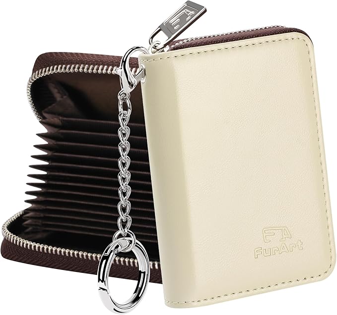 FurArt Zipper Wallet Women, RFID Blocking Credit Card Wallet, Business Card by FurArt
