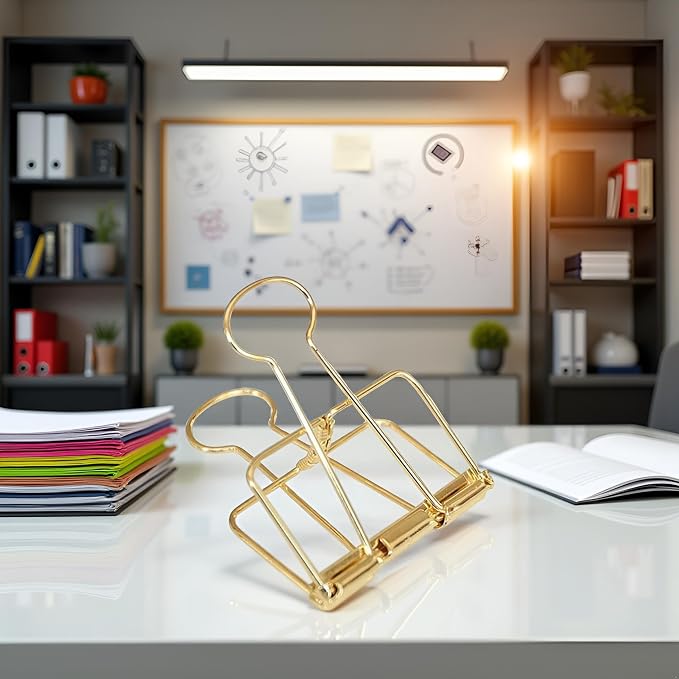 4Pcs Golden Hollow Out Long Tail Wire Binder Clips Paper Binder Clip Large 51mm - Image 4
