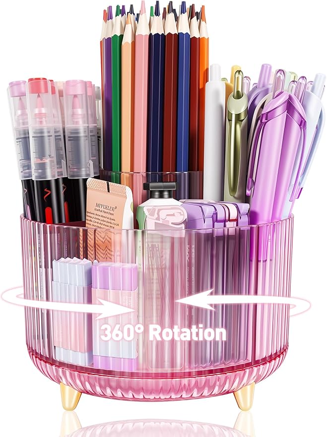 360 Rotating Pen Pencil Holder for Desk, Pen Organizer by HUTUDD