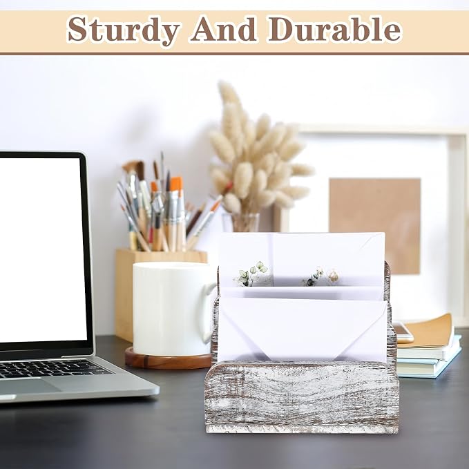 Briwooody Wooden Mail Organizer 3 Slots Mail Holder - Image 4
