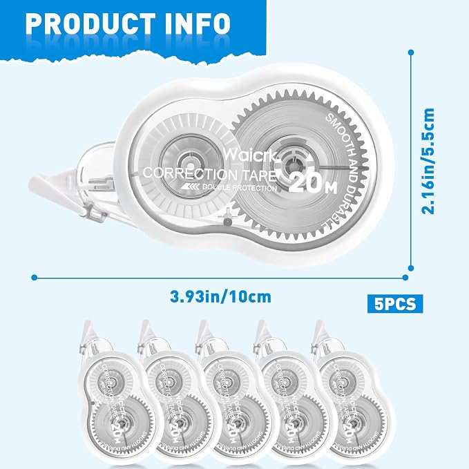 Correction Tape with Dispenser, Tear-Resistant, Easy-to-Use Applicator - Image 2