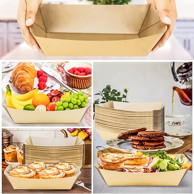 30 Pack 5LB Extra Large Paper Food Trays, Disposable Grease Resistant Paper - Image 6