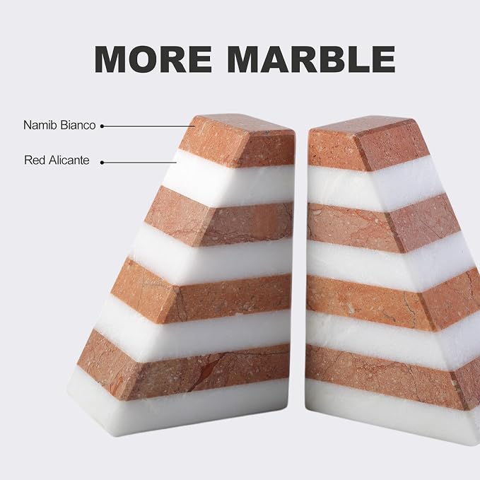 Karibiber Marble Book Ends, Non-Skid Bookends - Image 4