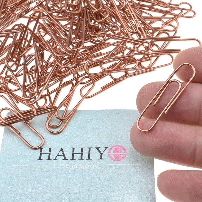 HAHIYO Paper Clips 1.3" Length Rose Gold Paperclips Vinyl Coated Prevent by HAHIYO