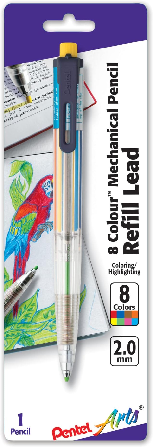 Pentel Arts 8 Colour Automatic Pencil, 1 Pack - Image 2