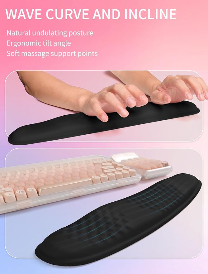 Hokafenle 2in1 Combination, Wave Keyboard Wrist Rest and Ergonomic Curvature - Image 2