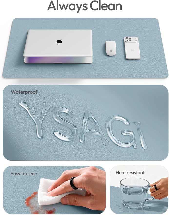 YSAGi Leather Desk Protector, Office Mat, Large Mouse Mat, Non-Slip PU Leather - Image 7