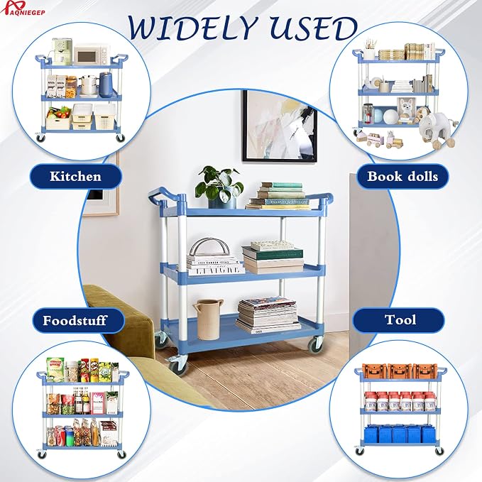 AQNIEGEP Utility Carts with Wheels, Large Food Kitchen Cart Heavy Duty - Image 4