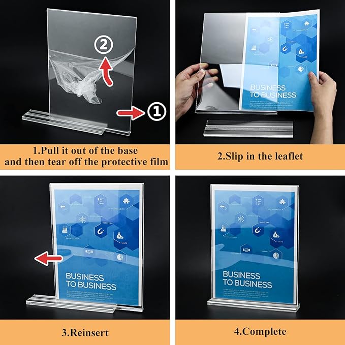 Arrobust 8.5x11 Acrylic Sign Holder 3 Pack Vertical Clear Table Menu Signs - Image 5