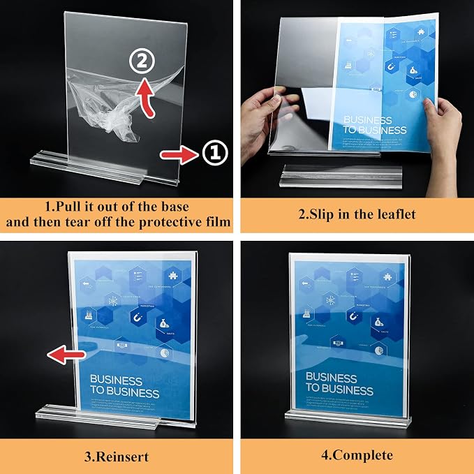 Arrobust Acrylic Sign Holder 8.5 x 11 Inches, 12 Pack Clear Display Table Top - Image 6