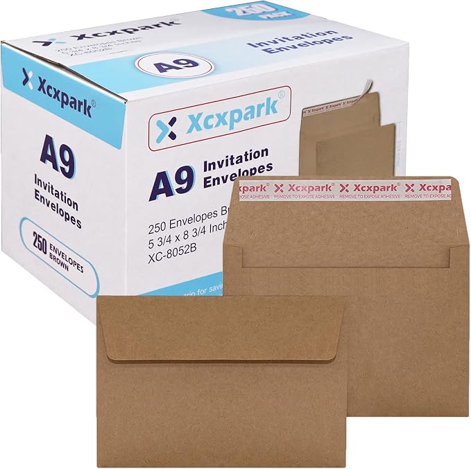 Xxcxpark 250 Qty Printable A9 Invitation Envelopes 5.75 x 8.75 Cards, Self Seal by Xxcxpark