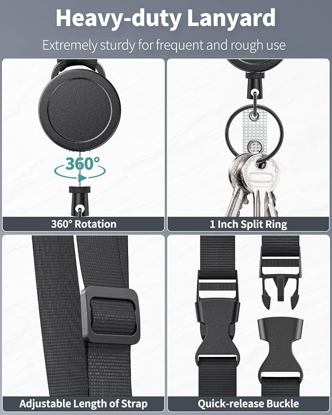 Uniclife 2 Pack Retractable Adjustable Lanyard Heavy Duty Neck Lanyard - Image 4