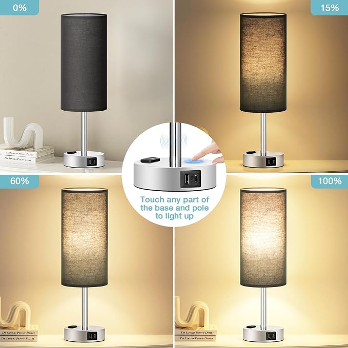 Black Bedroom Table Lamp for Bedside - Image 2