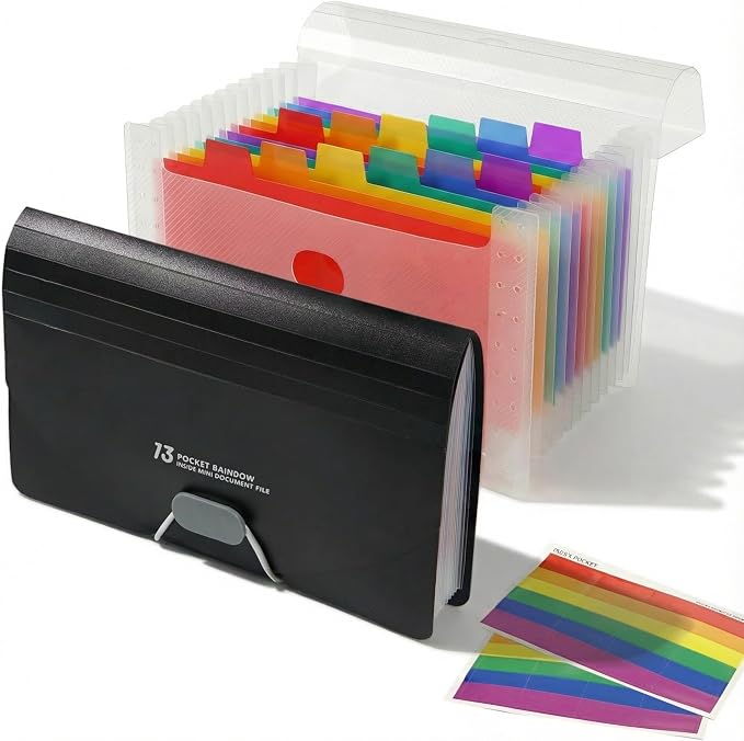 2 Pack 13 Pocket Small Accordion File Organizer, 7x4.5 Inches, Expanding File by Unknown