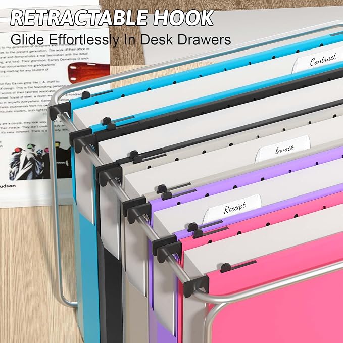 Plastic Extra Capacity Hanging File Folder, 12 Pack Expanding Hanging File - Image 6