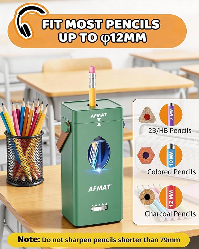 AFMAT Electric Pencil Sharpener, Rechargeable & Cordless, Fully Automatic - Image 3